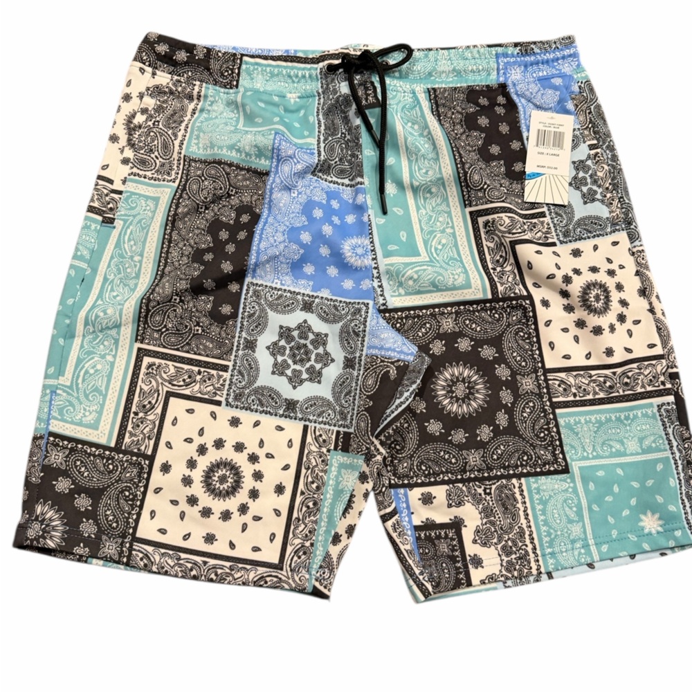 Fresh‎ Prince of Bel-Air Bandana Patchwork Shorts Men’s XL Blue Black